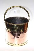 Brass and copper swing handle coal bucket with liner
