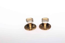 Two 9 carat gold and mother of pearl collar studs