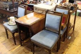 Oak barley twist gateleg dining table and four turned leg dining chairs