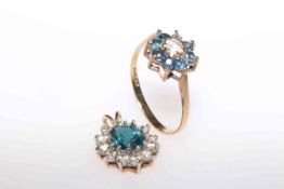 9 carat gold sapphire and diamond ring,