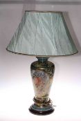 Large pottery table lamp and silk shade