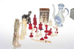 Chess pieces, fan,