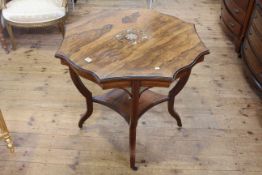 Victorian inlaid rosewood octagonal shaped top occasional table with undershelf