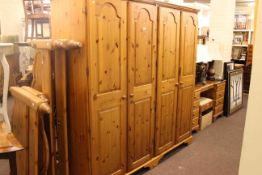 Ducal pine four door wardrobe, double pedestal dressing table, box stool,