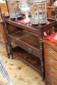Late Victorian oak two drawer three tier buffet,