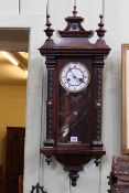 Small mahogany cased Vienna wall clock