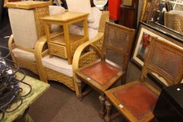 Pair rattan conservatory armchairs,