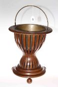 Mahogany palm stand with brass liner and swing handle