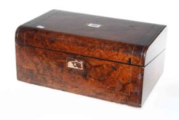 19th Century inlaid burr portable writing box