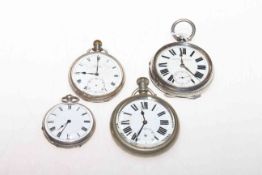 Four gents pocket watches (three silver)