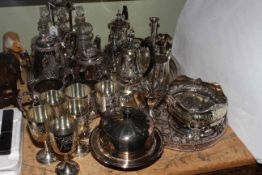 Collection of silver plated ware including tea set,