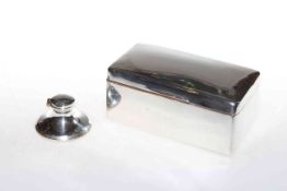 Silver cigarette box and silver inkwell