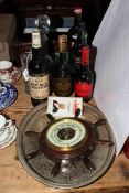 Boulestin Cognac, two bottles of Sherry and two bottles of Port, King Edward cigars, glass decanter,
