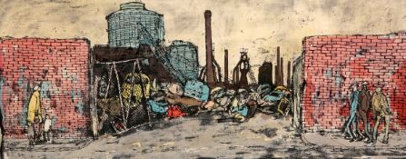 TOM MCGUINNESS (1926-2006), THE SCRAP YARD, signed, watercolour, framed. 20.