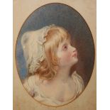 ENGLISH SCHOOL, PORTRAITS OF GIRLS, A PAIR, watercolours, oval, framed.