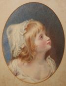 ENGLISH SCHOOL, PORTRAITS OF GIRLS, A PAIR, watercolours, oval, framed.