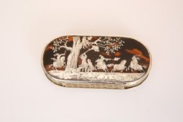 A CONTINENTAL SILVER-INLAID TORTOISESHELL SNUFF BOX, LATE 18TH OR EARLY 19TH CENTURY,
