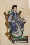 CHINESE SCHOOL, PAIR OF PORTRAITS OF EMPERORS, watercolours on rice paper,