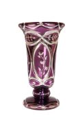 EDWARD VARNISH & CO., A SILVERED AND AMETHYST GLASS VASE, c.
