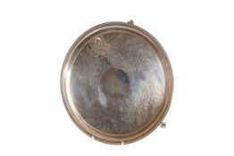 A VICTORIAN SILVER SALVER, ALEXANDER MACRAE, LONDON 1873, circular with beaded edge,
