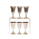 A SET OF SIX GORHAM STERLING SILVER GOBLETS, with bell-shaped bowls, each numbered 272. 16.