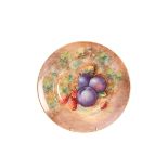 A ROYAL WORCESTER FRUIT PAINTED PLATE, painted by Cook,