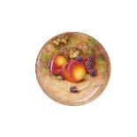 A ROYAL WORCESTER FRUIT PAINTED PLATE, painted by Freeman, decorated with peaches and blackcurrants,