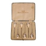 KESWICK SCHOOL OF INDUSTRIAL ARTS, A CASED SET OF SIX SILVER TEASPOONS, CHESTER 1959,