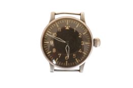 A WEMPE NAV B-UHR WWII GERMAN LUFTWAFFE PILOT'S WATCH, circular black dial with Arabic numerals,