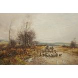 WILLIAM MANNERS (1860-1930), SHEPHERD AND HIS FLOCK, signed and dated 1910, watercolour, framed. 25.