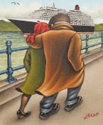 GRAHAM MCKEAN, (BORN 1962), ONE DAY OUR SHIP WILL COME IN, signed, oil on canvas, framed. 28.