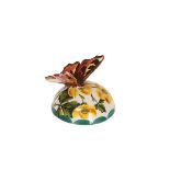 A WEMYSS WARE POTTERY BUTTERFLY PAPERWEIGHT, signed by Brian Adams, further inscribed Exon,