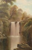 EDMUND MARRINER GILL (1820-1894), WATERFALL, signed and dated 1889, oil on canvas, framed.