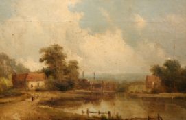 ENGLISH SCHOOL (19TH CENTURY), RURAL LANDSCAPES, A PAIR, oils on canvas, framed.