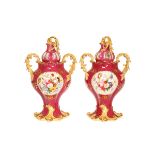 A PAIR OF STAFFORDSHIRE PORCELAIN POT POURRI VASES, CIRCA 1840, in Rococo style,