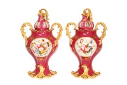 A PAIR OF STAFFORDSHIRE PORCELAIN POT POURRI VASES, CIRCA 1840, in Rococo style,