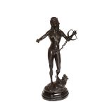 ITALIAN SCHOOL, 19th CENTURY, A PATINATED BRONZE GROUP OF DAVID AND THE LION,
