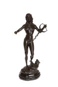 ITALIAN SCHOOL, 19th CENTURY, A PATINATED BRONZE GROUP OF DAVID AND THE LION,