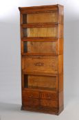 AN EARLY 20TH CENTURY OAK STACKING SECRETAIRE BOOKCASE,