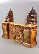 A FINE VICTORIAN MARBLE-TOPPED, PAINTED AND BURR WALNUT CHIFFONIER, CIRCA 1860,