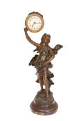 A FRENCH FIGURAL SPELTER CLOCK IN THE ART NOUVEAU TASTE, c.