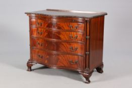 A GEORGE III STYLE MAHOGANY SERPENTINE CHEST OF DRAWERS,