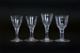 FOUR 18th/19th CENTURY WINE GLASSES,