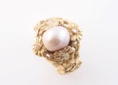 A NATURAL SALTWATER PEARL RING,