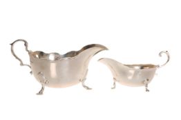 A LARGE SILVER SAUCE BOAT, Sheffield 1947; together with A SMALLER SILVER SAUCE BOAT, Adie Brothers,