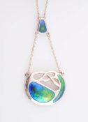 AN ARTS AND CRAFTS SILVER AND ENAMEL NECKLACE BY CHARLES HORNER,