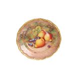 A ROYAL WORCESTER FRUIT PAINTED CAKE PLATE, painted by Telford, decorated with pears and grapes,