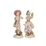 A PAIR OF ENGLISH SOFT-PASTE PORCELAIN FIGURES OF DANCING CHILDREN, 18th CENTURY,