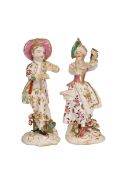 A PAIR OF ENGLISH SOFT-PASTE PORCELAIN FIGURES OF DANCING CHILDREN, 18th CENTURY,