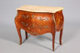 A LOUIS XV STYLE MARBLE-TOPPED BOMBE COMMODE,